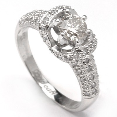 SPARKLING 2/5 CARAT WHITE DIAMOND  18K WHITE GOLD PLATED RING