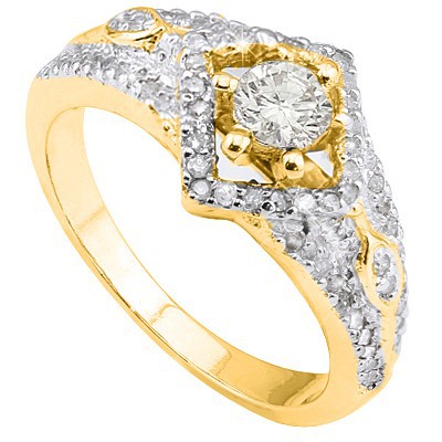 PRECIOUS 3/5 CARAT  WHITE DIAMOND  18K YELLOW GOLD PLATED RING