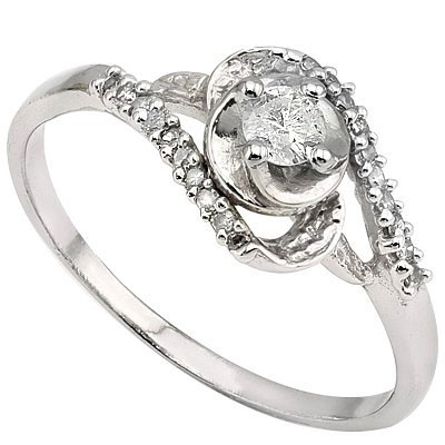 SPARKLING 1/4 CARAT WHITE DIAMOND 10K SOLID WHITE GOLD RING