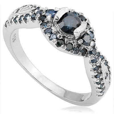 (See Video Inside) SPECTACULAR 3/4 CARAT COLUMBIA BLUE DIAMOND 18K WHITE GOLD PLATED RING