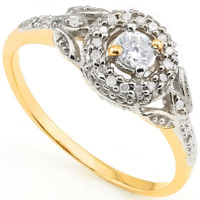 <B>DEA-</B>ELITE 1/4 CARAT  WHITE DIAMOND  14K SOLID YELLOW GOLD RING