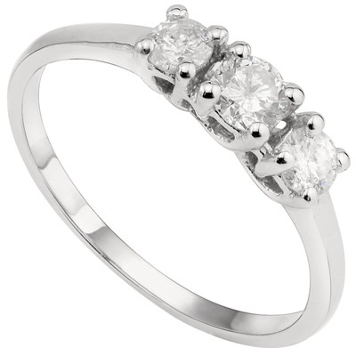 （See Video Inside）EXCELLENT 2/5 CARAT WHITE DIAMOND  14K SOLID WHITE GOLD RING