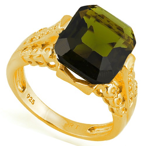 4 3/4 CARAT CREATED GREEN SAPPHIRE & 20 PCS DIAMOND 925 STERLING SILVER RING