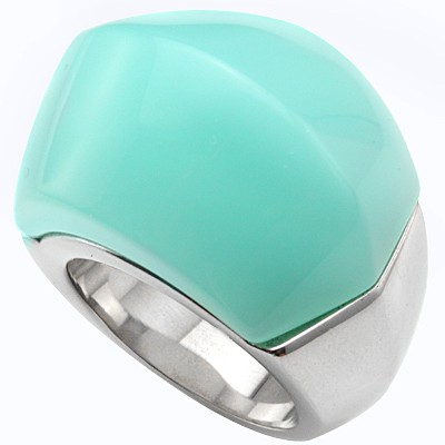 ATTRACTIVE TIFFANY BLUE HEAVY STAINLESS STEEL RING