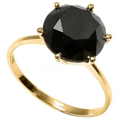 PRECIOUS 3.10 CT BLACK DIAMOND 14K SOLID YELLOW GOLD RING