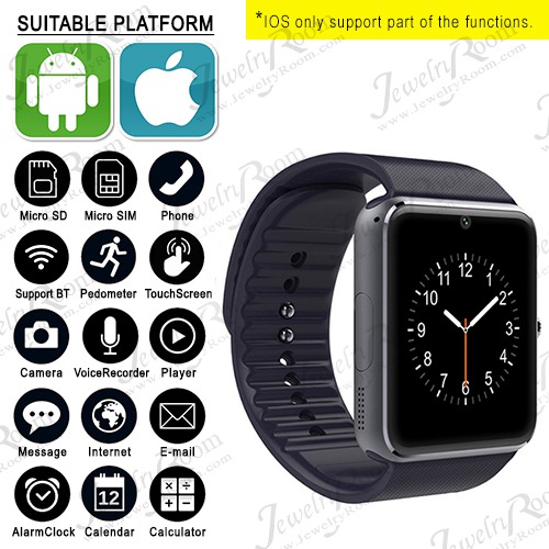 HOT! GT08 SMART WATCH LATEST WRIST WATCH MOBILE PHONE BLUETOOTH WATCH PEDOMETER FOR IOS ANDROID