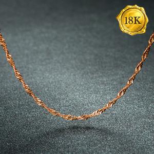 18 INCHES AU750 SINGAPORE CHAIN 18KT SOLID GOLD NECKLACE