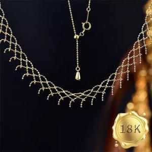 EXCLUSIVE ! 45CM 18 INCHES AU750 18KT SOLID GOLD ADJUSTABLE LACE NECKLACE 18KT SOLID GOLD NECKLACE