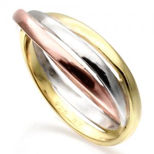 TRI COLOR 925 STERLING SILVER RING