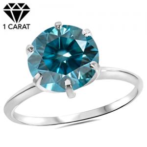 1.00 CT GENUINE BLUE DIAMOND SOLITAIRE 14KT SOLID GOLD ENGAGEMENT RING