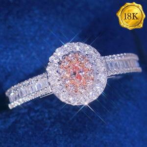 LUXURY COLLECTION ! (CERTIFICATE REPORT) 0.55 CTW GENUINE PINK DIAMOND & GENUINE DIAMOND 18KT SOLID GOLD RING
