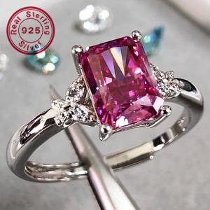 NEW!! (CERTIFICATE REPORT) 1.00 CT PINK DIAMOND MOISSANITE & CREATED WHITE TOPAZ 925 STERLING SILVER RING
