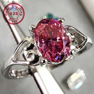 NEW!! (CERTIFICATE REPORT) 1.00 CT PINK DIAMOND MOISSANITE & CREATED WHITE TOPAZ 1.00 CT PINK DIAMOND MOISSANITE 925 STERLING SILVER RING