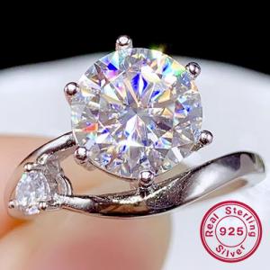 NEW!! (CERTIFICATE REPORT) 3.00 CT DIAMOND MOISSANITE & CREATED WHITE TOPAZ 925 STERLING SILVER RING