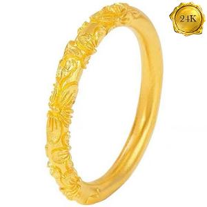 AWESOME ! 3D FLOWER RELIEF 24KT SOLID GOLD RING