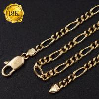 50CM AU750 FIGARO CHAIN 18KT SOLID GOLD MENS NECKLACE