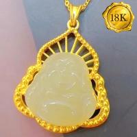 AWESOME ! JADE BUDDHA 18KT SOLID GOLD PENDANT