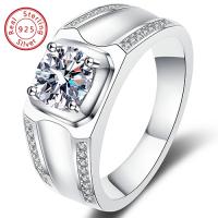 (CERTIFICATE REPORT) RING SIZE US 10 ! 14K WHITE GOLD OVER SOLID STERLING SILVER 1.00 CT DIAMOND MOISSANITE MENS RING