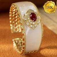 LUXURY COLLECTION ! GENUINE RUBY & GENUINE DIAMOND 18KT SOLID GOLD RING