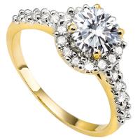 (CERTIFICATE REPORT) 1/2 CT DIAMOND MOISSANITE & 1/3 CT DIAMOND SOLITAIRE 10KT SOLID GOLD ENGAGEMENT RING