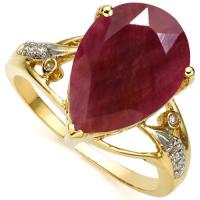 LUXURIANT ! 7.50 CT GENUINE RUBY & DIAMOND 10KT SOLID GOLD RING