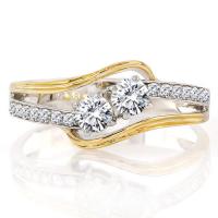 VVS CLARITY ! 2/3 CT DIAMOND MOISSANITE & 1/5 CT DIAMOND 10KT SOLID GOLD WEDDING RING