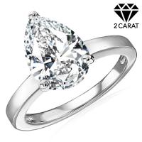 (CERTIFICATE REPORT) 2.00 CT DIAMOND MOISSANITE (D/VVS) SOLITAIRE 10KT SOLID GOLD ENGAGEMENT RING