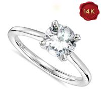 LIMITED ITEM ! 0.40 CT GENUINE SILVERY WHITE DIAMOND SOLITAIRE 14KT SOLID GOLD ENGAGEMENT RING