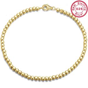 18CM ITALY BALL BEAD CHAIN 925 STERLING SILVER BRACELET