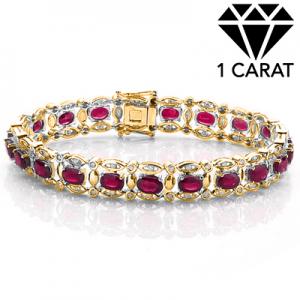 LUXURIANT ! 12.27 CT AFRICAN RUBY & 1.10 CT DIAMOND 10KT SOLID GOLD BRACELET