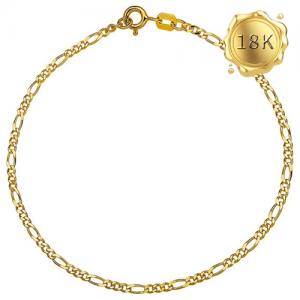 7 INCHES AU750 FIGARO CHAIN 18KT SOLID GOLD BRACELET