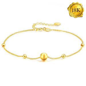 7 INCHES AU750 18K SOLID GOLD LUCKY CATS EYE WHEAT CHAIN BRACELET