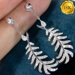 LUXURY COLLECTION ! 0.50 CT GENUINE DIAMOND 18KT SOLID GOLD EARRINGS