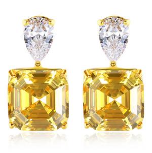 NEW! CREATED YELLOW & WHITE SAPPHIRE 925 STERLING SILVER EARRINGS