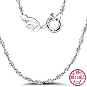 45CM ITALY SINGAPORE CHAIN 925 STERLING SILVER NECKLACE