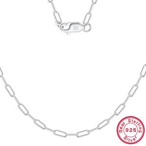 60CM ITALY PAPERCLIP CHAIN 925 STERLING SILVER NECKLACE