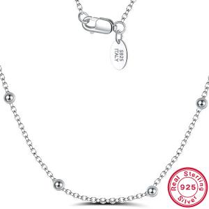 40CM ITALY CABLE CHAIN WITH BEAD 925 STERLING SILVER NECKLACE