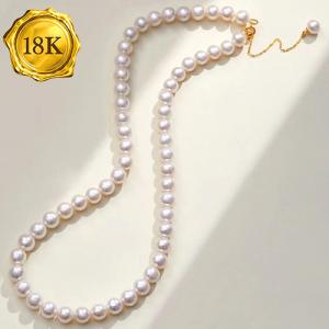 EXCLUSIVE ! FRESHWATER PEARL 18KT SOLID GOLD NECKLACE