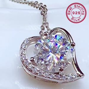 NEW!! (CERTIFICATE REPORT) 2.00 CT DIAMOND MOISSANITE & CREATED WHITE TOPAZ 925 STERLING SILVER NECKLACE