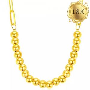 NEW ! AU750 BEADS WITH PAPERCLIPS CHAIN 18KT SOLID GOLD NECKLACE
