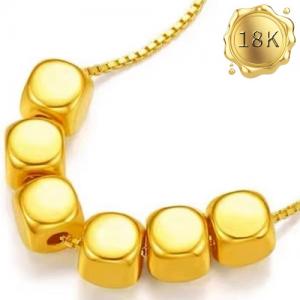 LUXURIANT ! CUBE WITH CABLE CHAIN 18KT SOLID GOLD NECKLACE