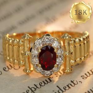 LUXURY COLLECTION ! 0.55 CT GENUINE RUBY & 0.30 CT GENUINE DIAMOND 18KT SOLID GOLD RING