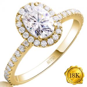 (CERTIFICATE REPORT) 1.30 CT DIAMOND MOISSANITE 18KT SOLID GOLD ENGAGEMENT RING