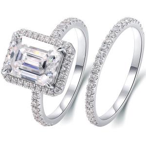 (CERTIFICATE REPORT) 3.45 CT DIAMOND MOISSANITE (EMERALD CUT/VVS) SOLITAIRE 10KT SOLID GOLD ENGAGEMENT RING