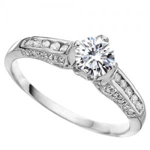 VS CLARITY ! 1/3 CT DIAMOND MOISSANITE & 1/4 CT DIAMOND SOLITAIRE 10KT SOLID GOLD ENGAGEMENT RING