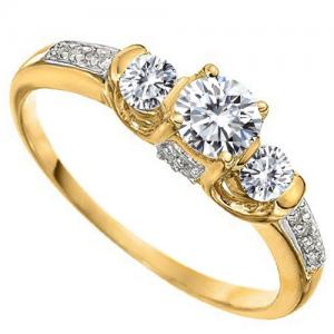 VS CLARITY ! 1/2 CT DIAMOND MOISSANITE SOLITAIRE & DIAMOND 10KT SOLID GOLD ENGAGEMENT RING