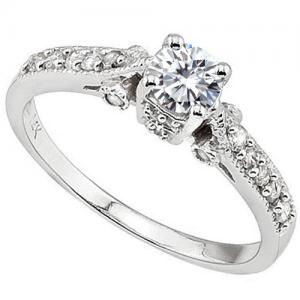 VS CLARITY ! 1/2 CT DIAMOND MOISSANITE & 1/4 CT DIAMOND SOLITAIRE 10KT SOLID GOLD ENGAGEMENT RING