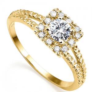 VS CLARITY ! 1/3 CT DIAMOND MOISSANITE & DIAMOND SOLITAIRE 10KT SOLID GOLD ENGAGEMENT RING
