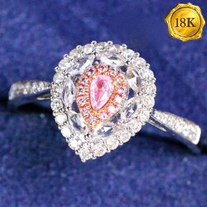 LUXURY COLLECTION ! (CERTIFICATE REPORT) 0.52 CTW GENUINE PINK DIAMOND & GENUINE DIAMOND WITH 0.28 CT GENUINE WHITE SAPPHIRE 18KT SOLID GOLD RING