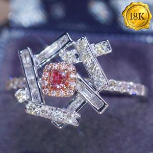 LUXURY COLLECTION ! (CERTIFICATE REPORT) 0.60 CTW GENUINE PINK DIAMOND & GENUINE DIAMOND 18KT SOLID GOLD RING